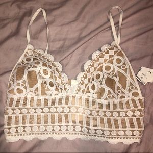 New with tags! White and nude lace crop top!